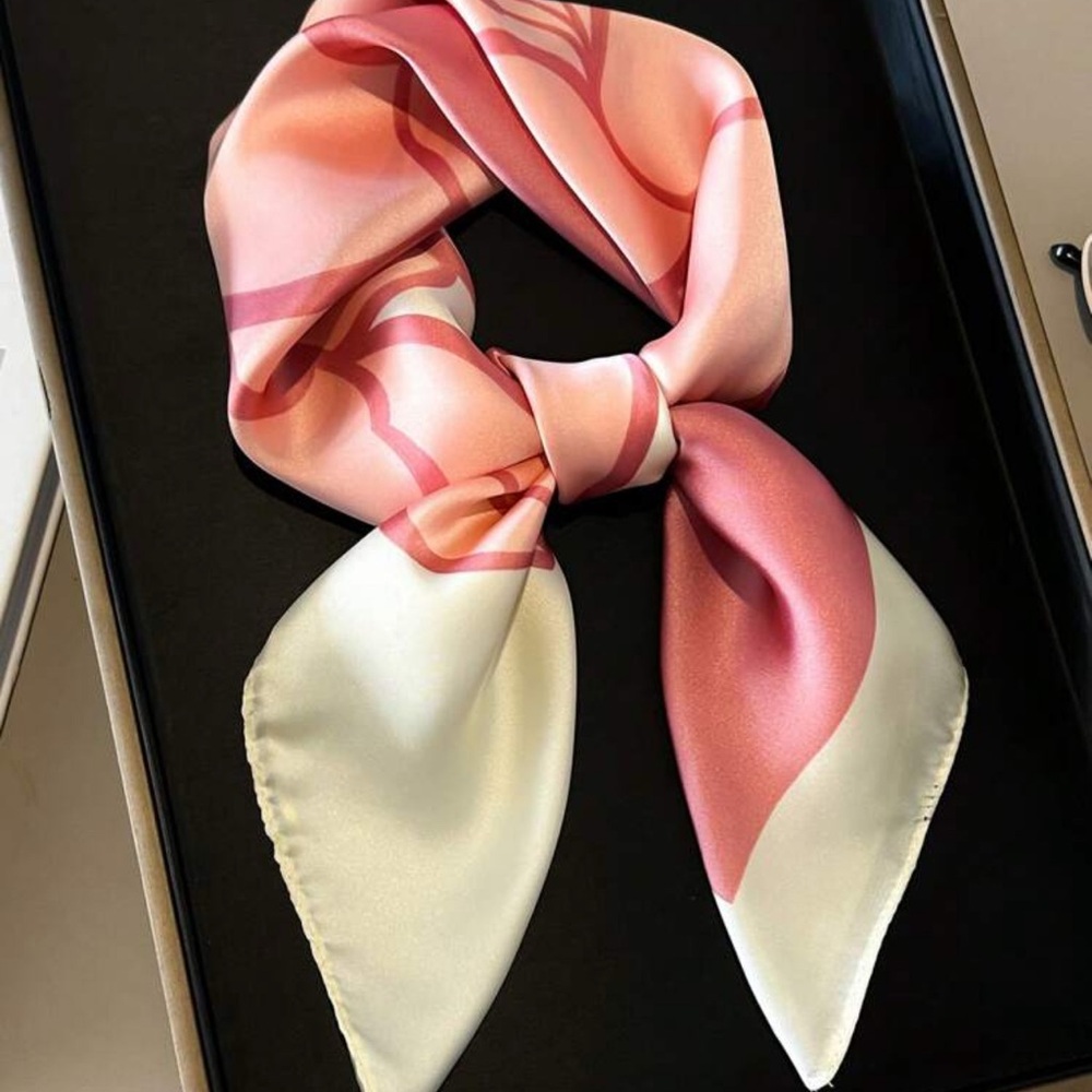 Elegant Pink and Cream Silk Scarf